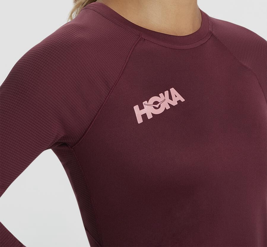 Hoka One One Top Kadın Kahverengi - Performance 3/4 Sleeve - XR0784625